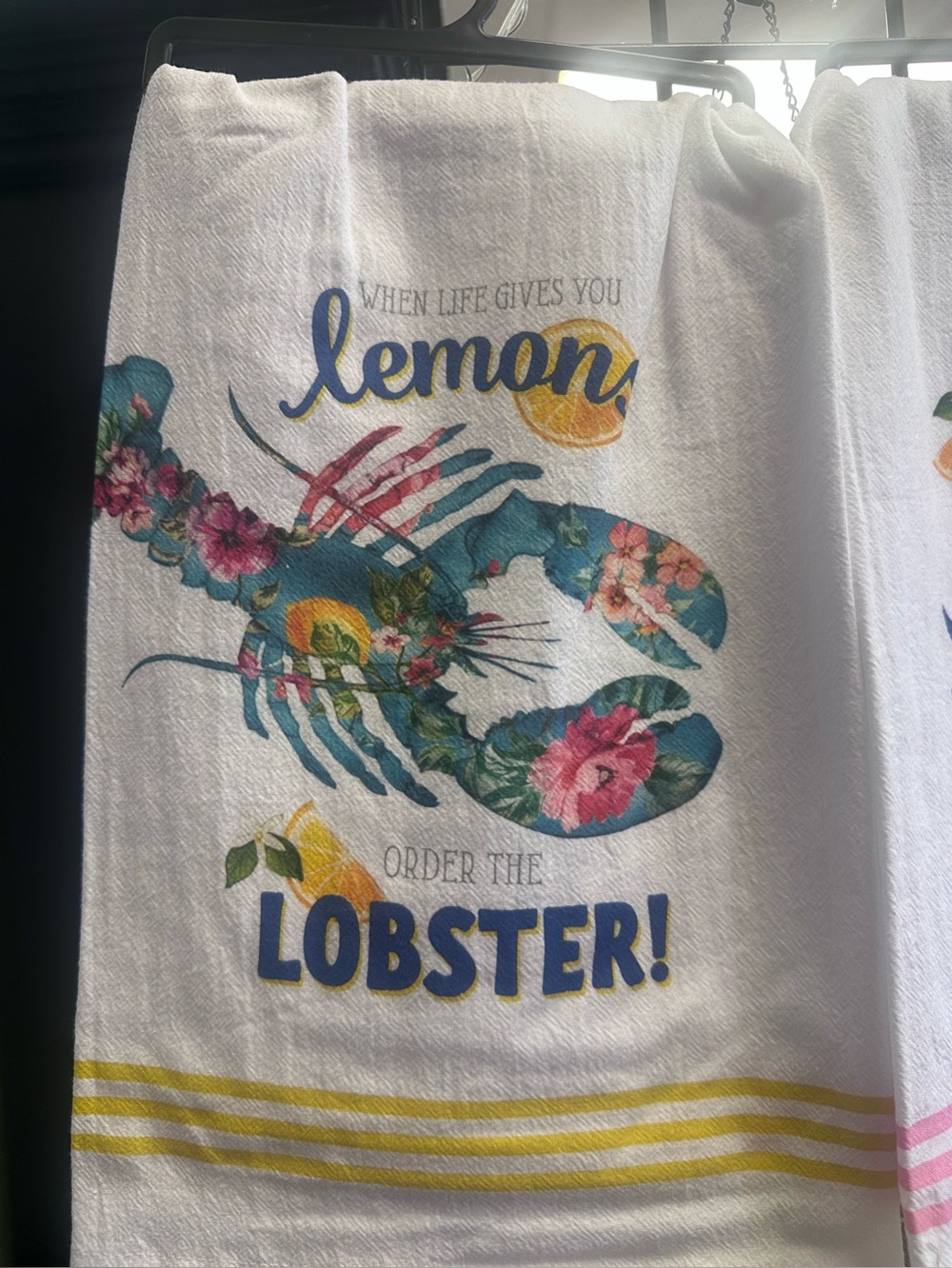 Lemon Lobster Floral Kitchen Towel